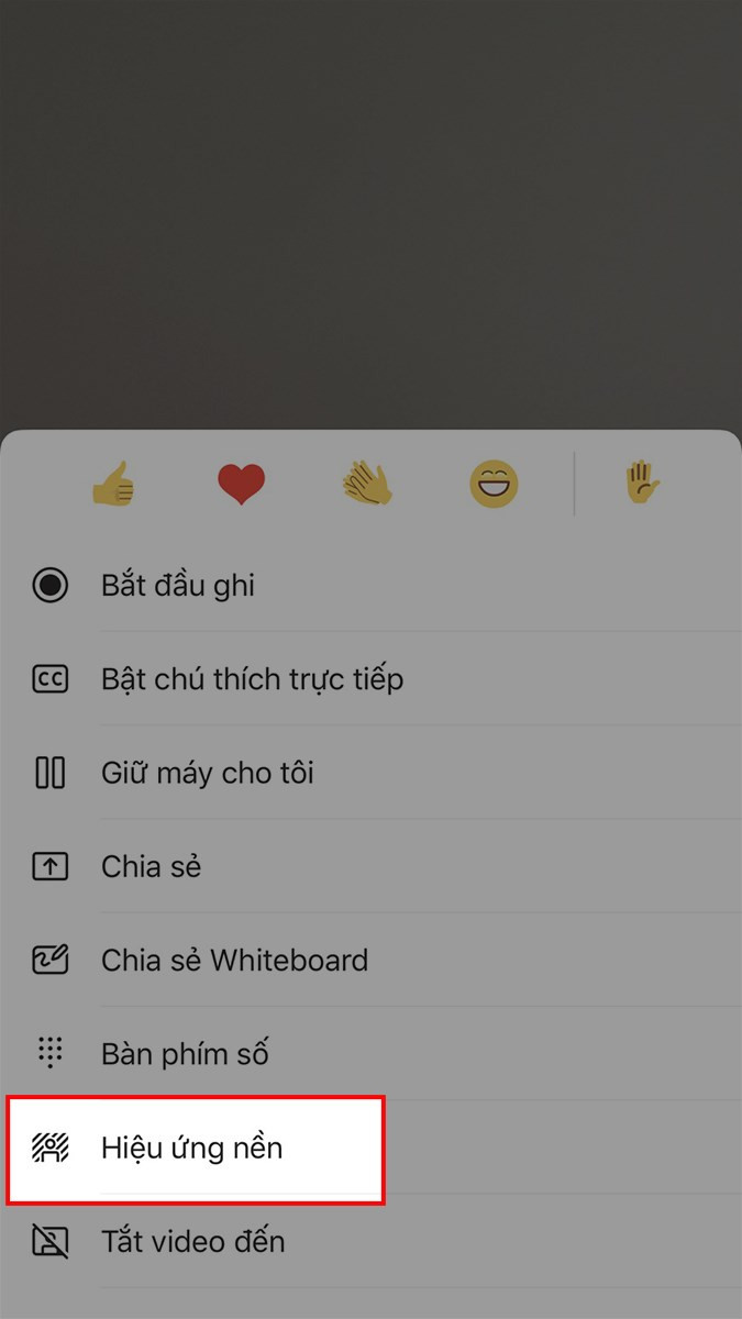 Chọn Hiệu ứng nền