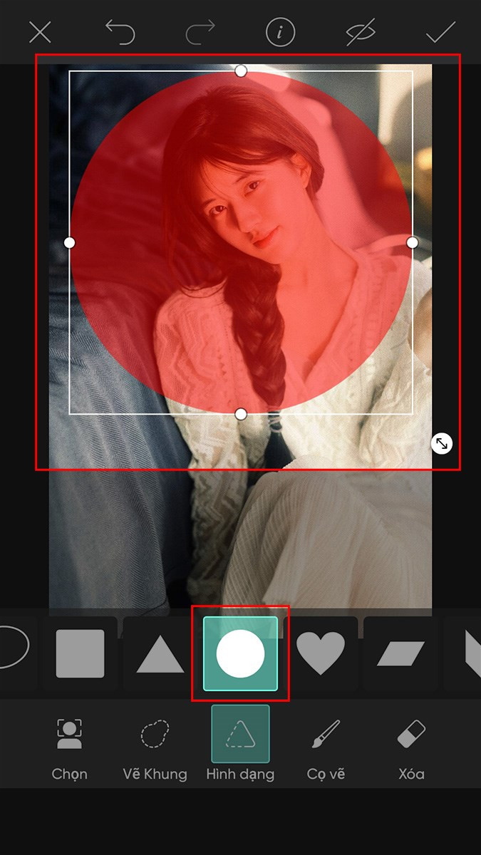 Chọn hình tròn và căn chỉnh