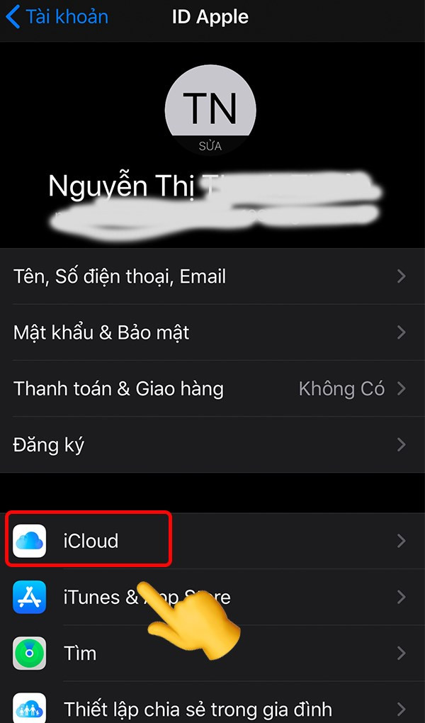 Chọn iCloud lần nữa