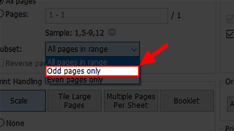 Chọn in trang lẻ trong PDF