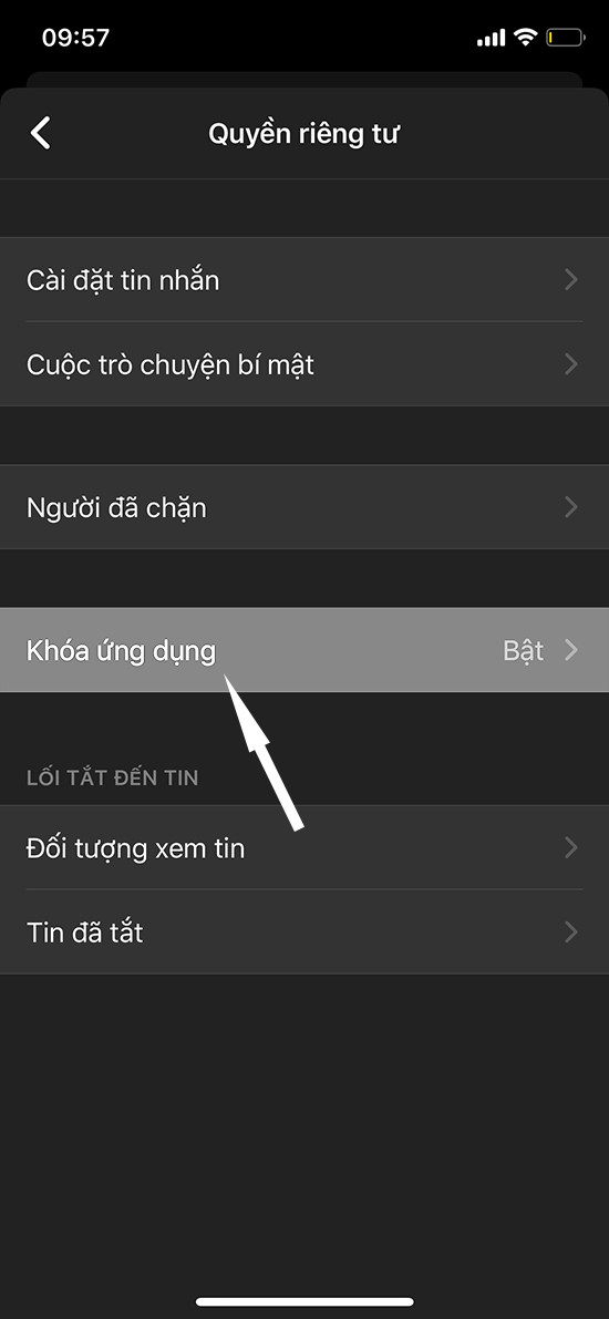 Chọn Khóa ứng dụng