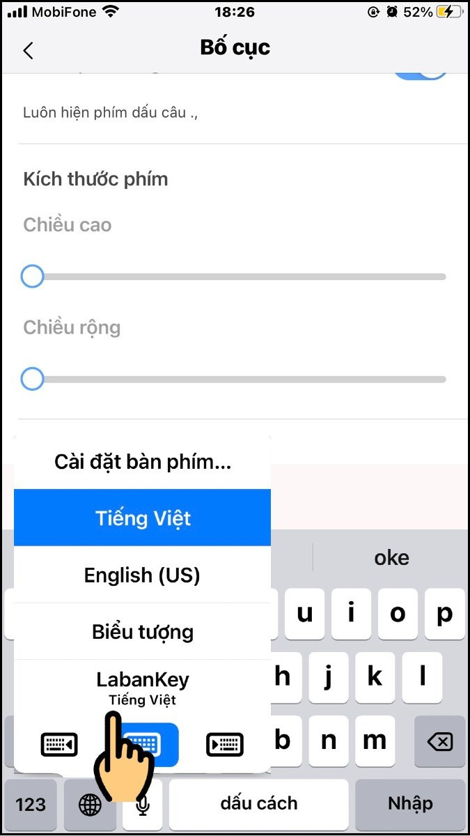Chọn Laban Key làm bàn phím mặc định