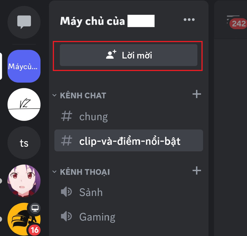 Chọn lời mời