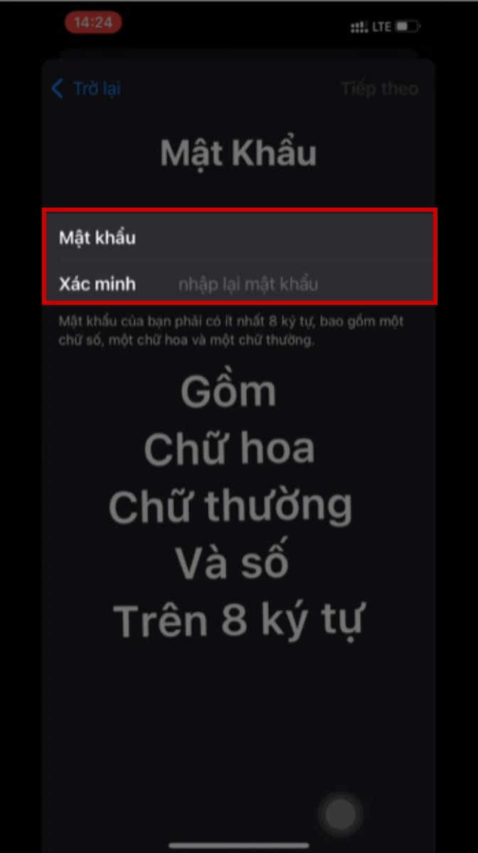 Chọn mật khẩu