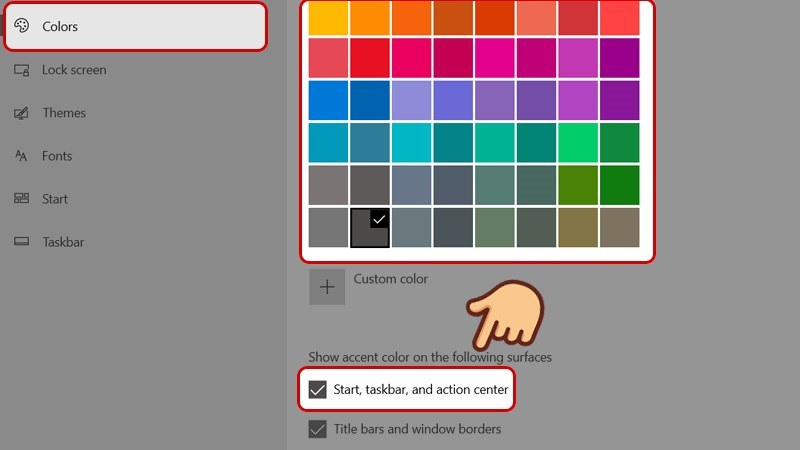 Chọn màu sắc cho thanh Taskbar