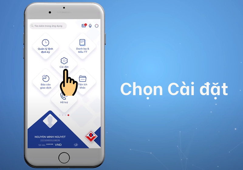 Chọn mục Cài đặt