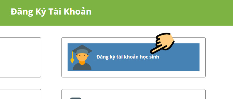 Chọn mục Đăng k&yacute; t&agrave;i khoản học sinh