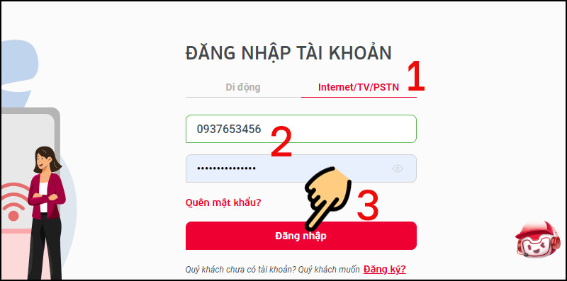 Chọn mục Internet/TV/PSTN