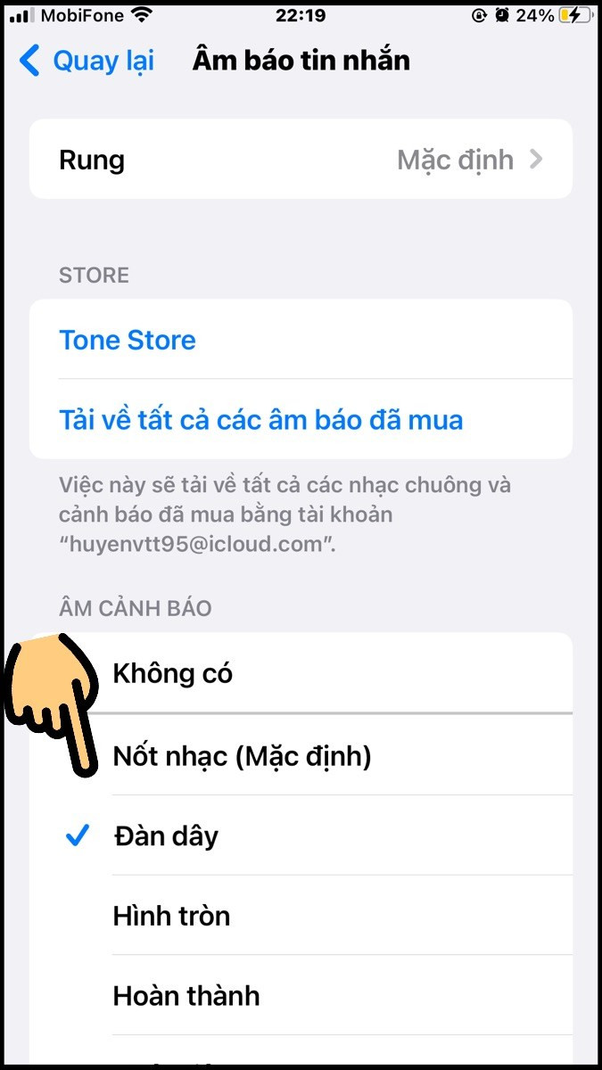 Chọn nhạc chuông tin nhắn