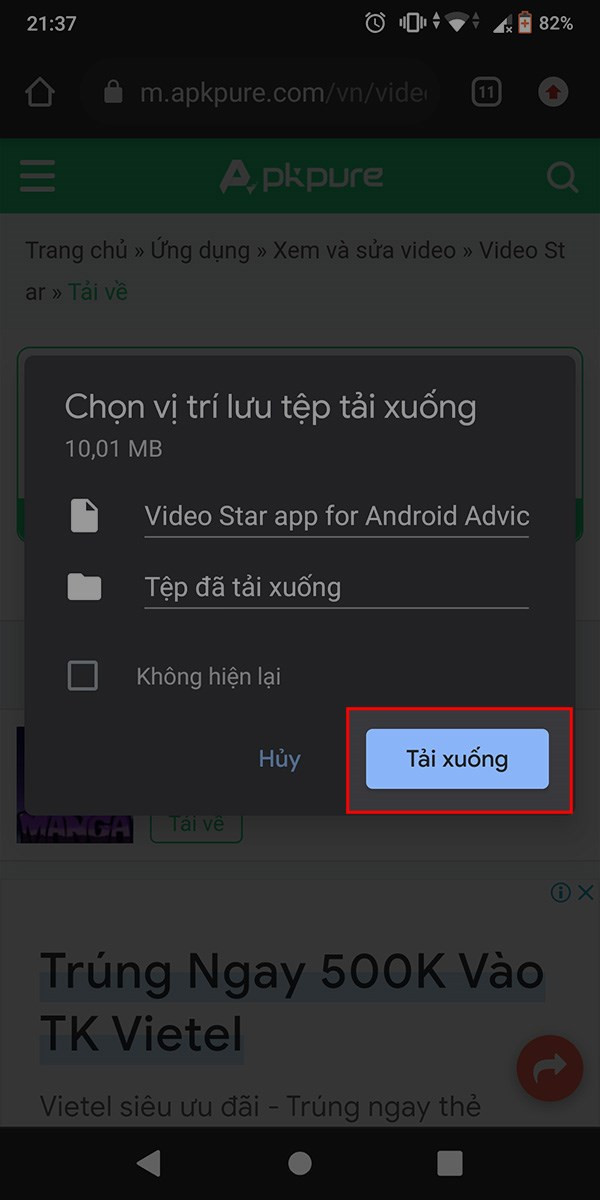 Chọn nút Tải về APK