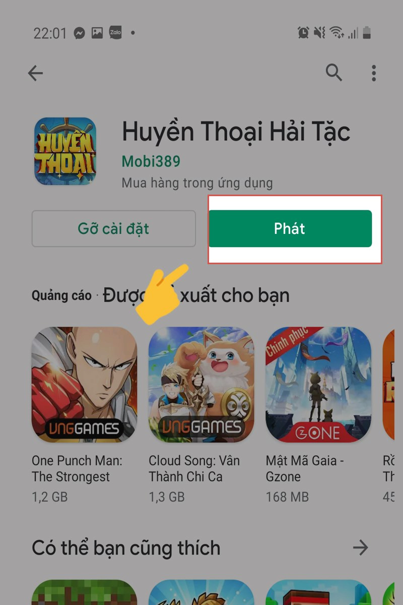 Chọn Ph&aacute;t để bắt đầu chơi game.