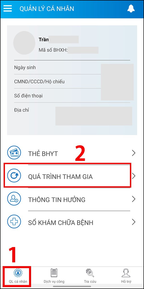 Chọn Quá trình tham gia