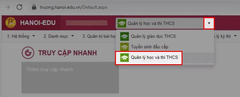 Chọn Quản lý học và thi THCS