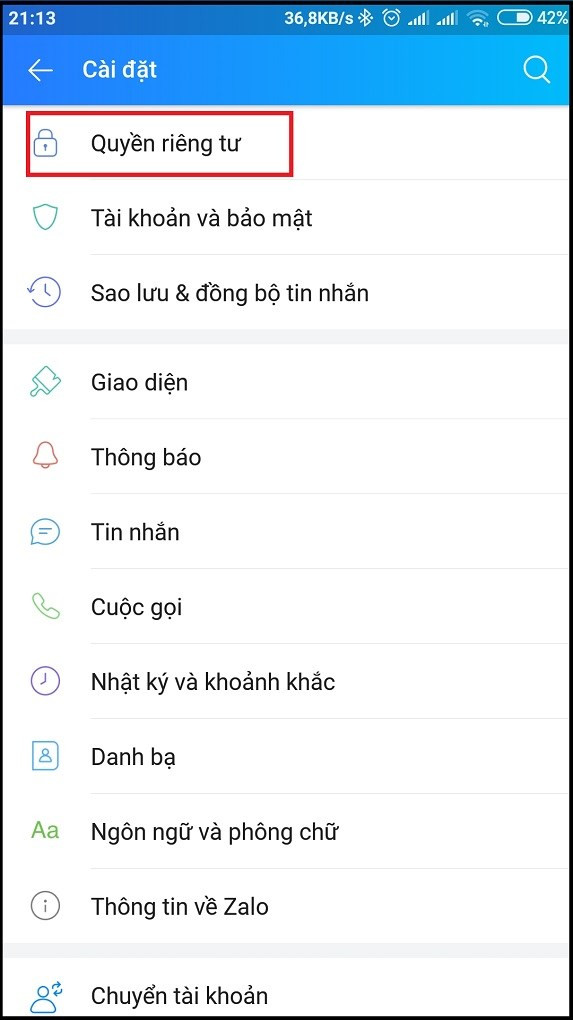 Chọn quyền ri&ecirc;ng tư