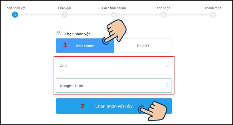 Chọn Role Name và Server