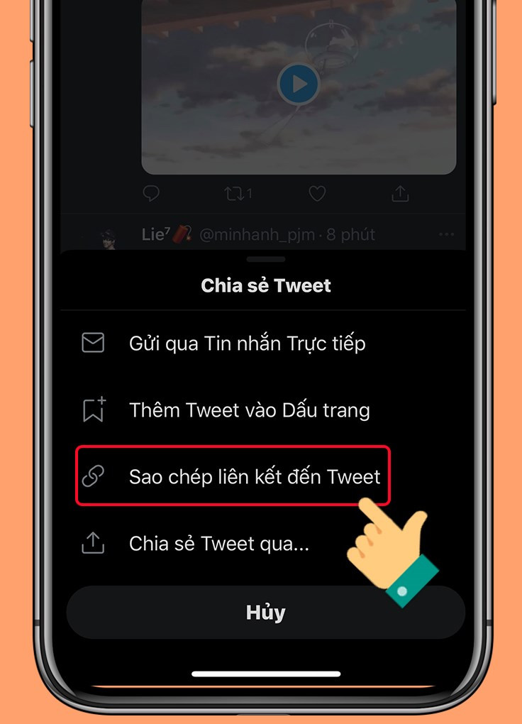 Chọn Sao chép liên kết đến Tweet