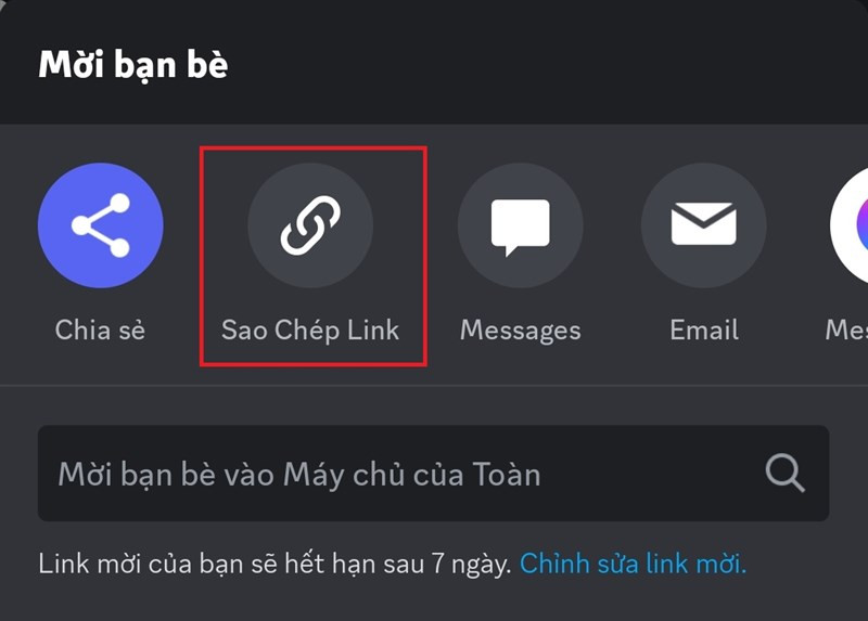 Chọn sao chép link