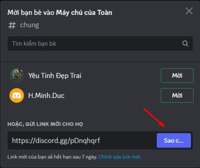 Chọn sao chép link