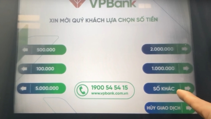 Chọn số tiền cần rút