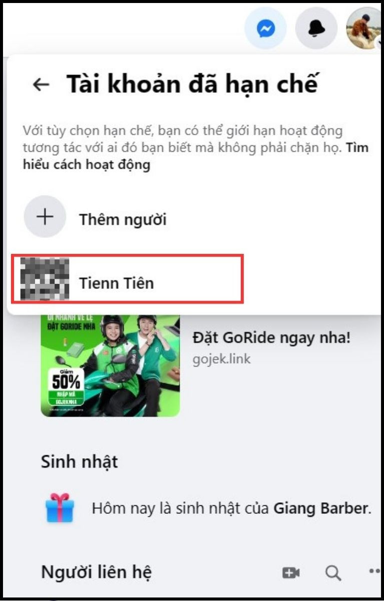 Chọn tài khoản