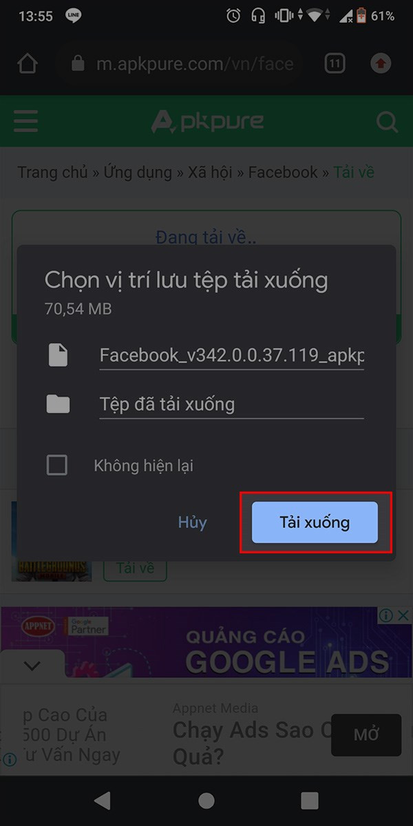 Chọn Tải xuống