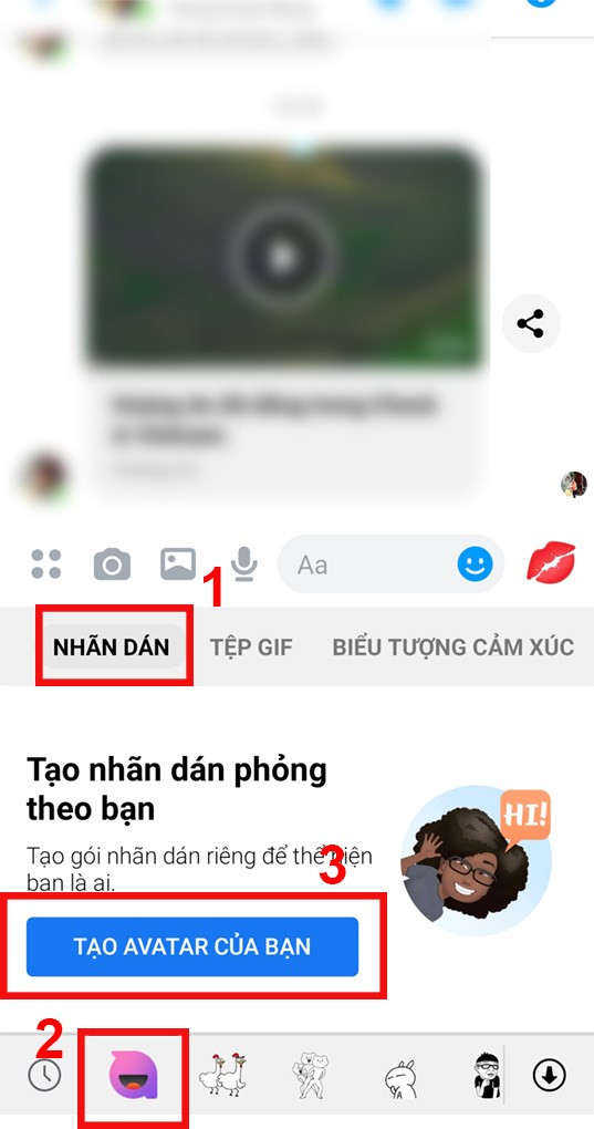 Chọn tạo avatar