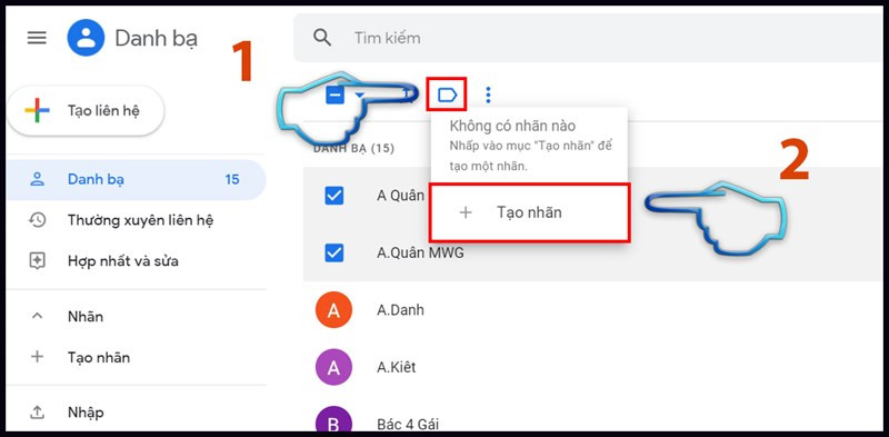 Chọn Tạo nhãn.