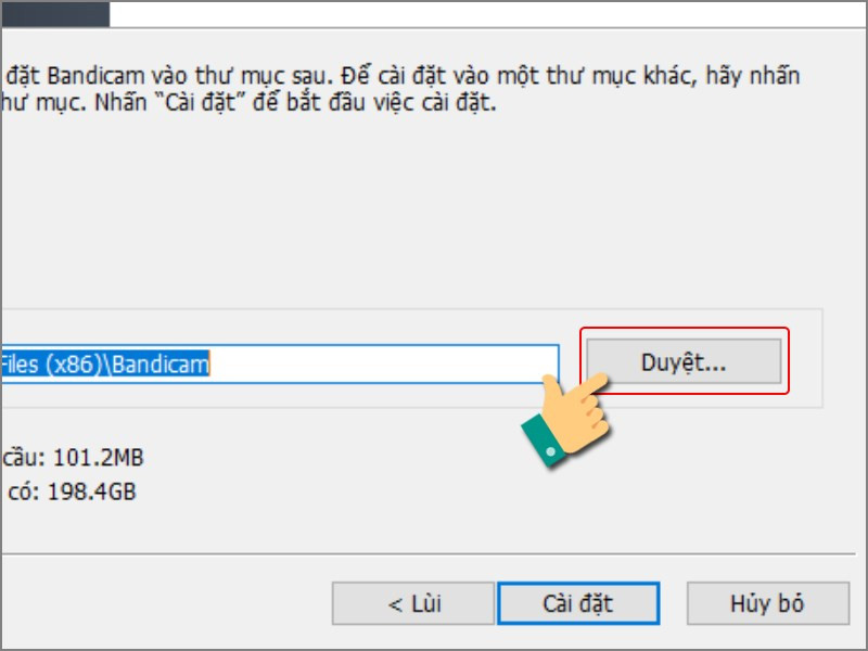 Chọn thư mục cài đặt Bandicam
