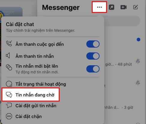 Chọn tin nhắn đang chờ