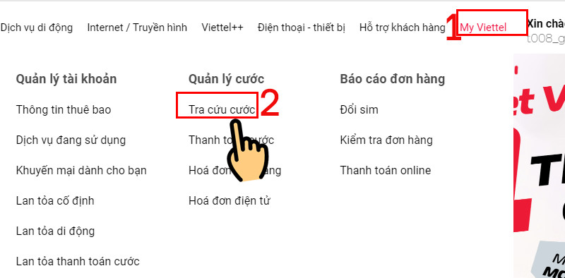 Chọn Tra cứu cước