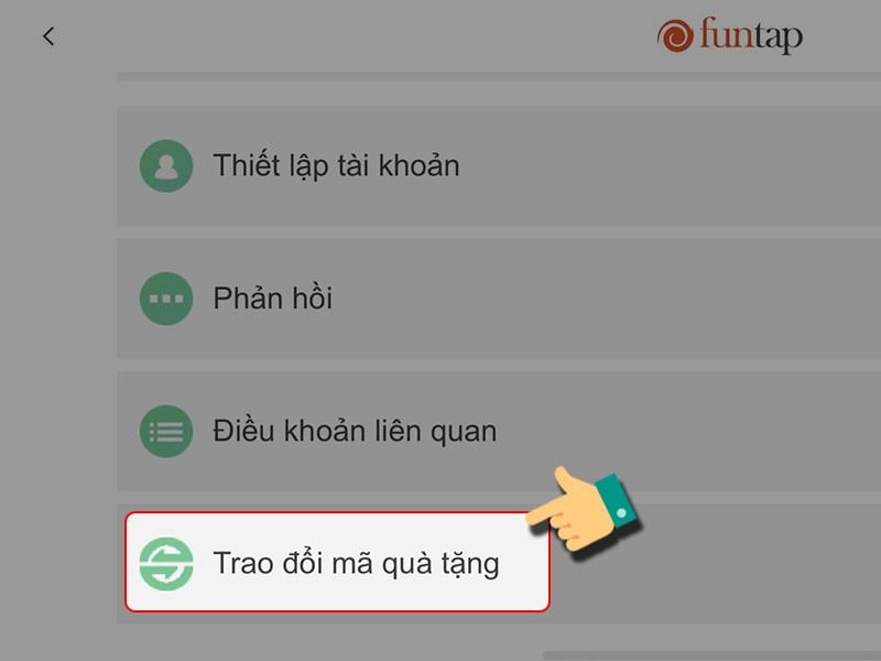 Chọn trao đổi mã quà tặng