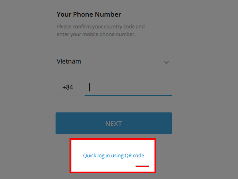 Chọn vào Quick log in using QR code