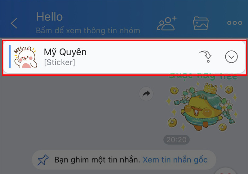 Chọn vào tin nhắn đang ghim