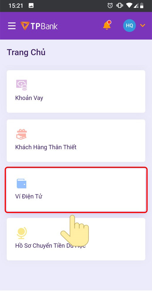  chọn Ví Điện Tử.