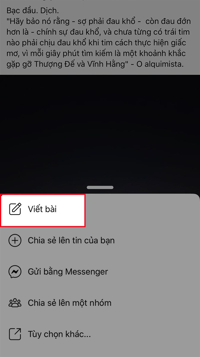 Chọn Viết bài trên Facebook