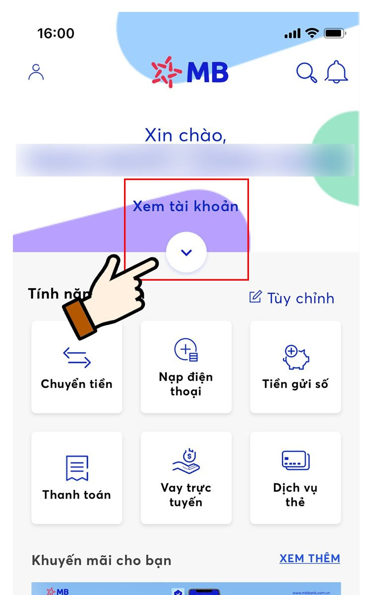 Chọn Xem tài khoản