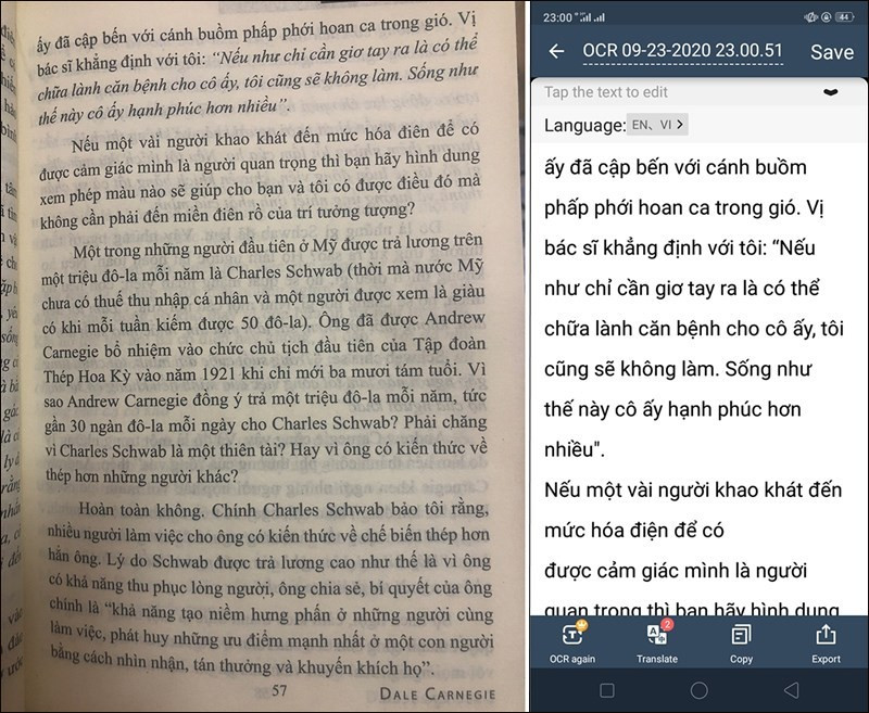 Chuyển hình ảnh thành văn bản bằng ứng dụng CamScanner