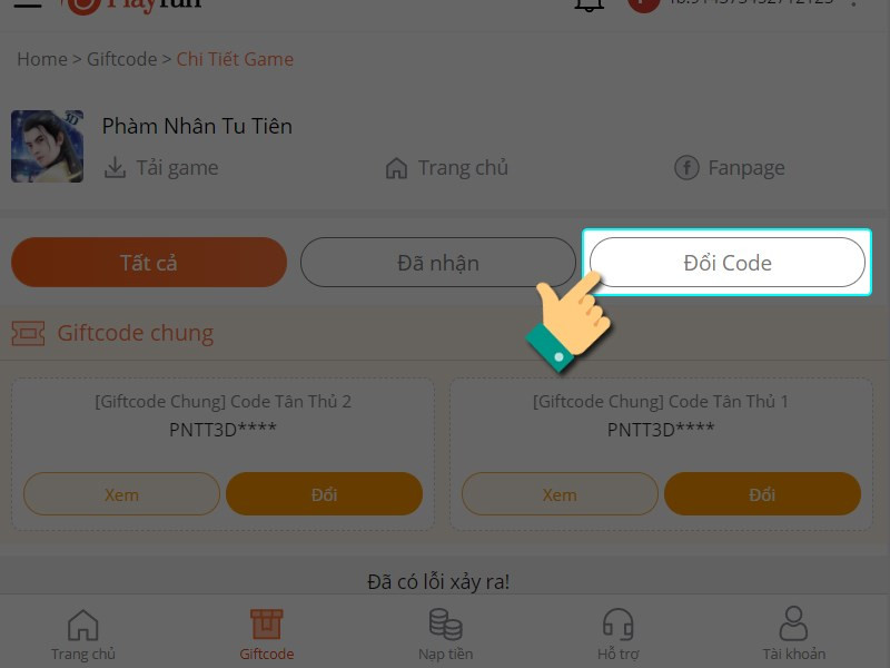 Code Phàm Nhân Tu Tiên 3D mới nhất 2024 và cách nhập code chi tiết