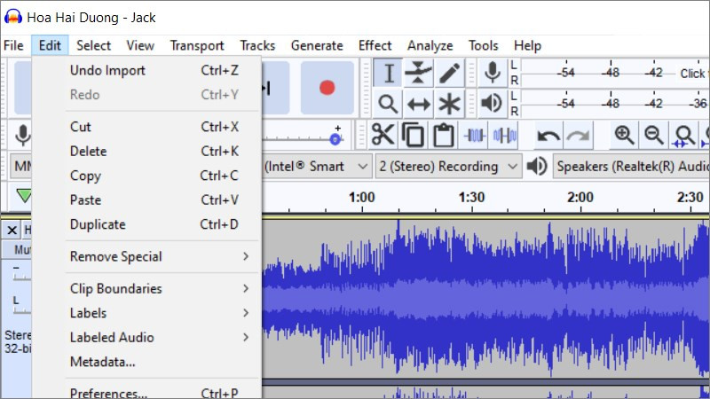 Công cụ chỉnh sửa Audacity