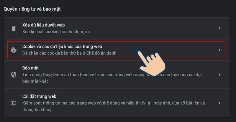 Cookie và dữ liệu trang web