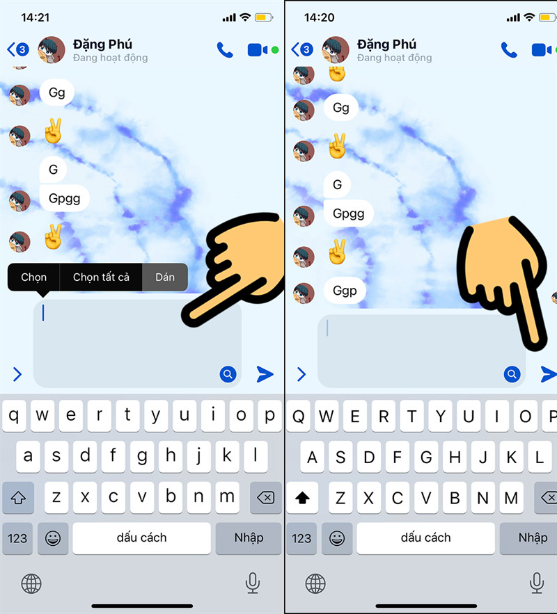 Dán ký tự trống vào Messenger