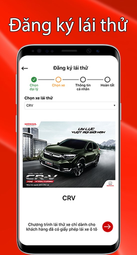 Đăng k&yacute; l&aacute;i thử của ứng dụng My Honda+&nbsp;