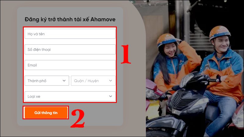 Đăng ký chạy Ahamove trên website