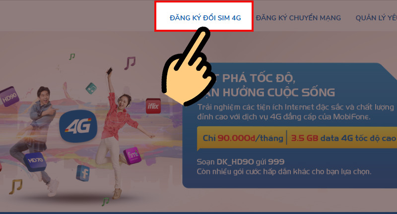 Đăng ký đổi sim 4G MobiFone