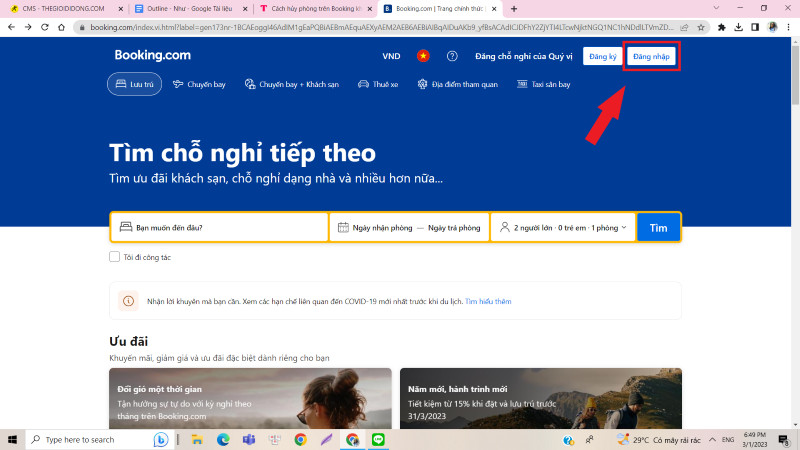 Đăng nhập Booking.com