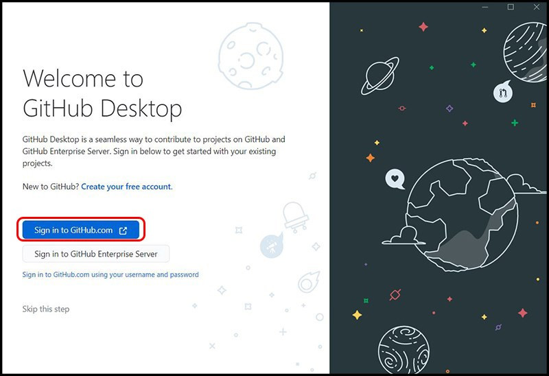 Đăng nhập Github Desktop