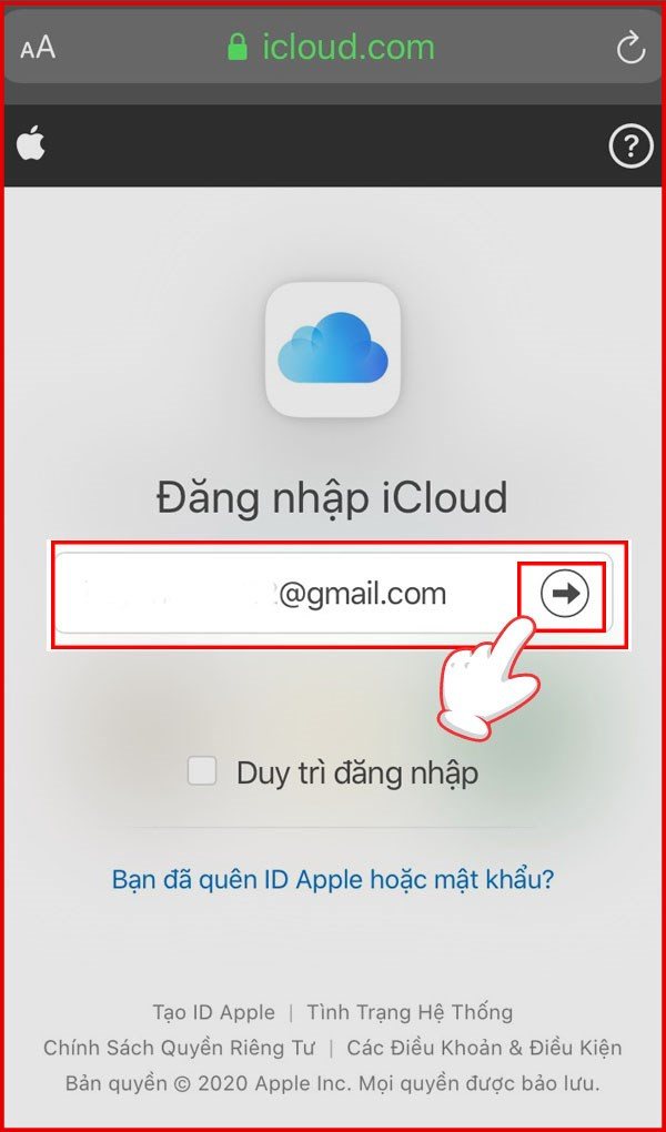 Đăng nhập iCloud tìm iPhone