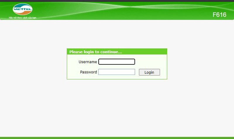Đăng nhập modem Viettel