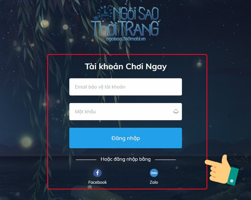 Đăng nhập tài khoản game Ngôi Sao Thời Trang