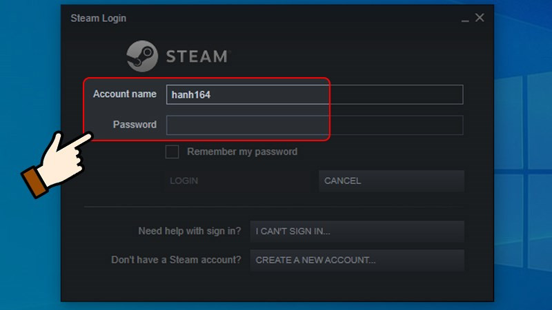 Đăng nhập tài khoản Steam